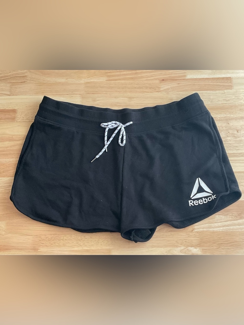 Reebok- Black Women's Athletic Shorts with White Tie